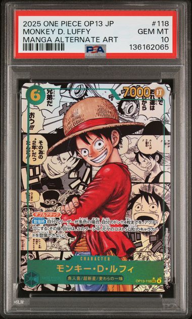 2025 ONE PIECE JAPANESE OP13-CARRYING ON HIS WILL | MANGA ALTERNATE ART #118 MONKEY D. LUFFY (PSA 10)